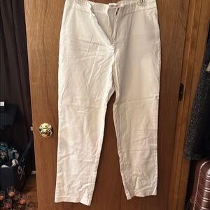 Chico's White Trousers Straight-Leg Cotton
